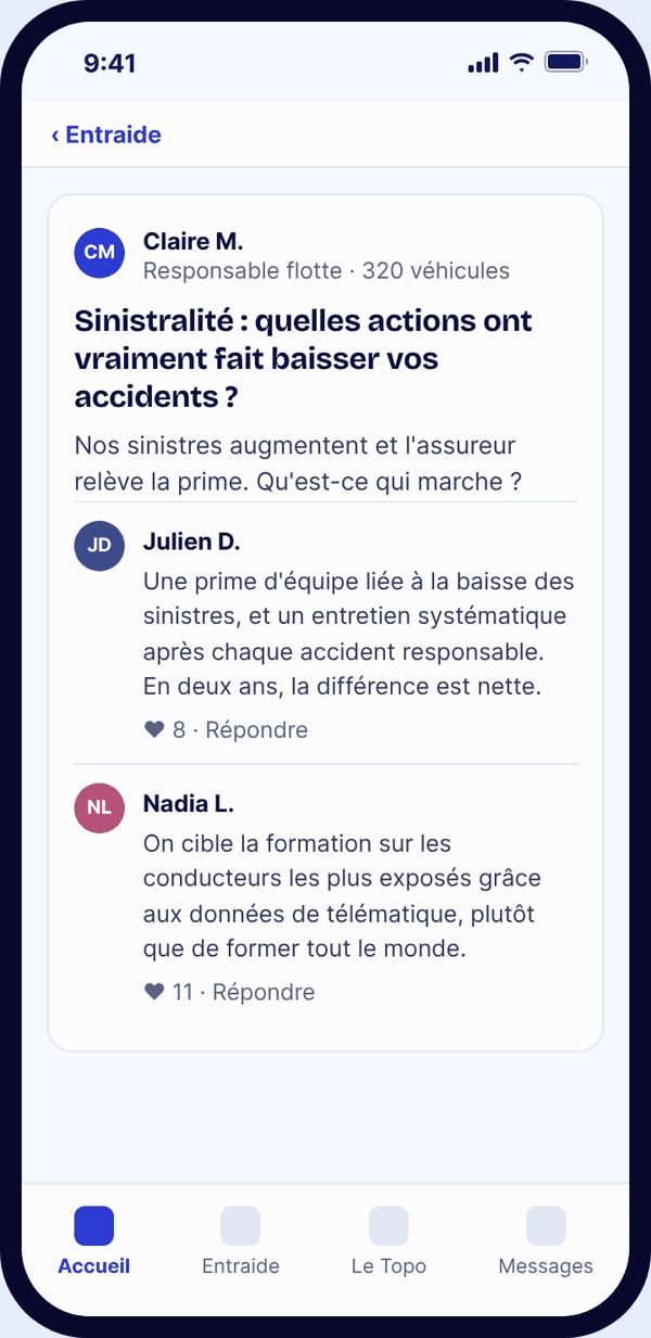 La Fleet Room sur l'application mobile