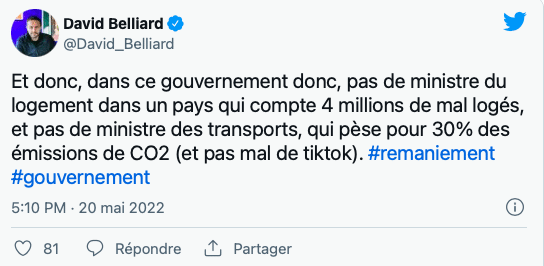 tweet de Jean-Baptiste Djebbari, ancien ministre des Transports