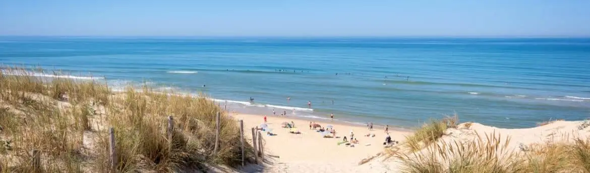 The dune and the beach of Lacanau, atlantic ocean, France
